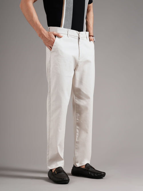 Men Tailored Straight Fit Low-Rise Trousers
