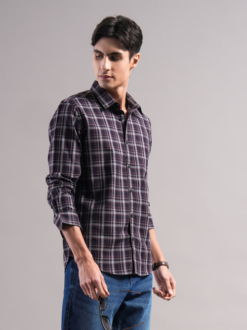 Men Smart Slim Fit Tartan Checks Checked Casual Shirt