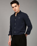 Comfort Slim Fit Vertical Striped Button-Down Collar Casual Shirt