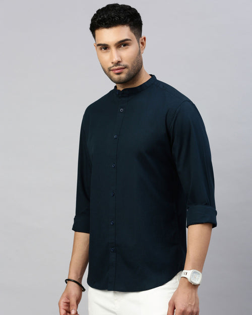 MEN'S SOLID SHIRT WITH MANDARIN COLLAR