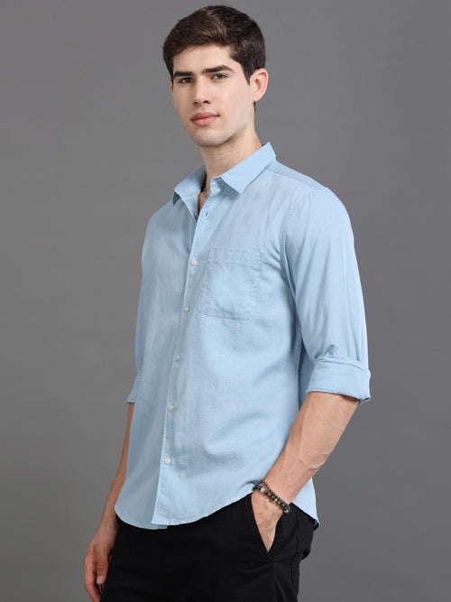 Men Smart Cotton Linen Slim Fit Shirt