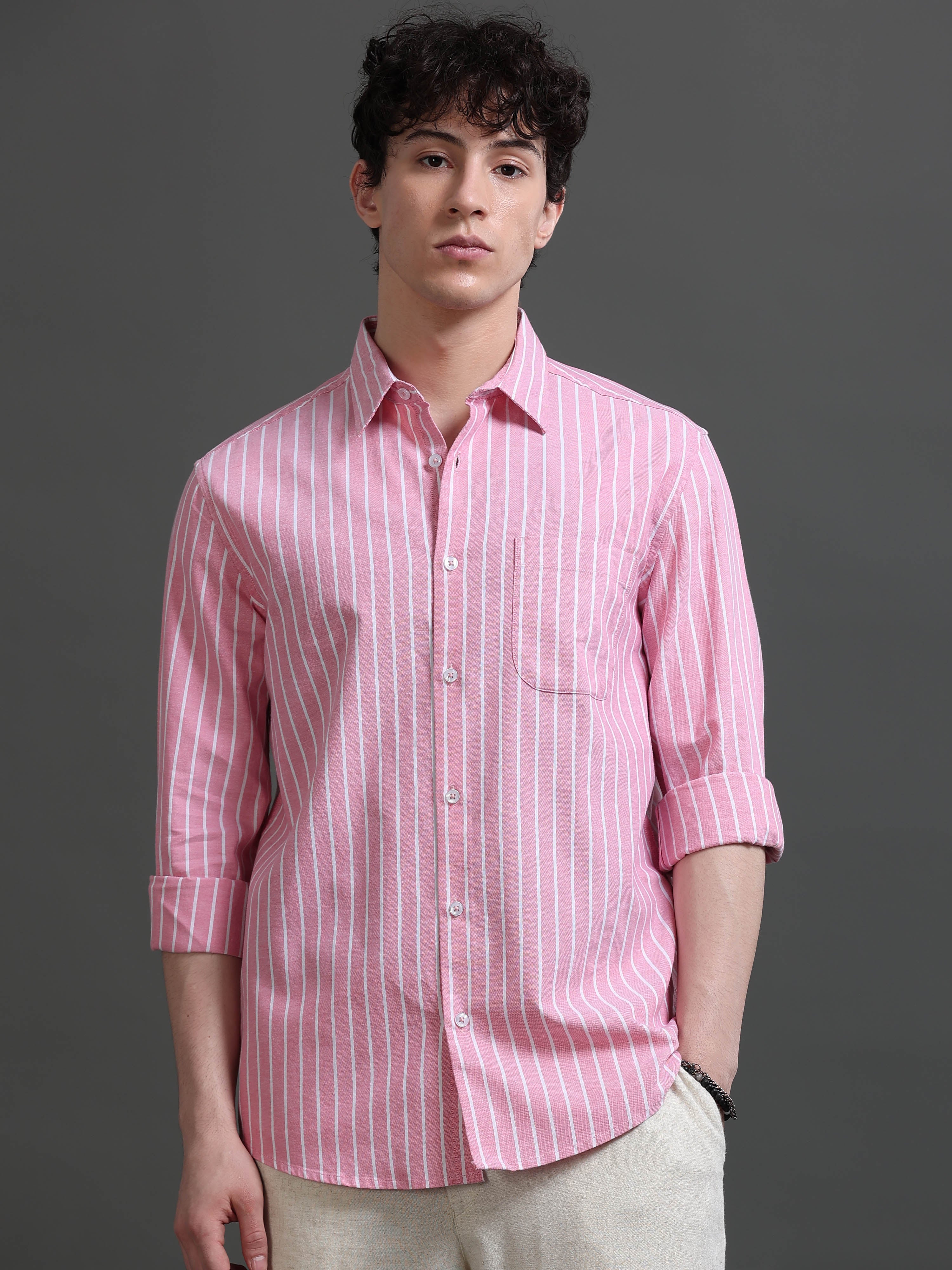 Men Smart Slim Fit Striped Casual Shirt