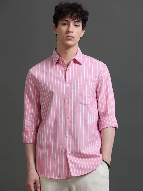 Men Smart Slim Fit Striped Casual Shirt