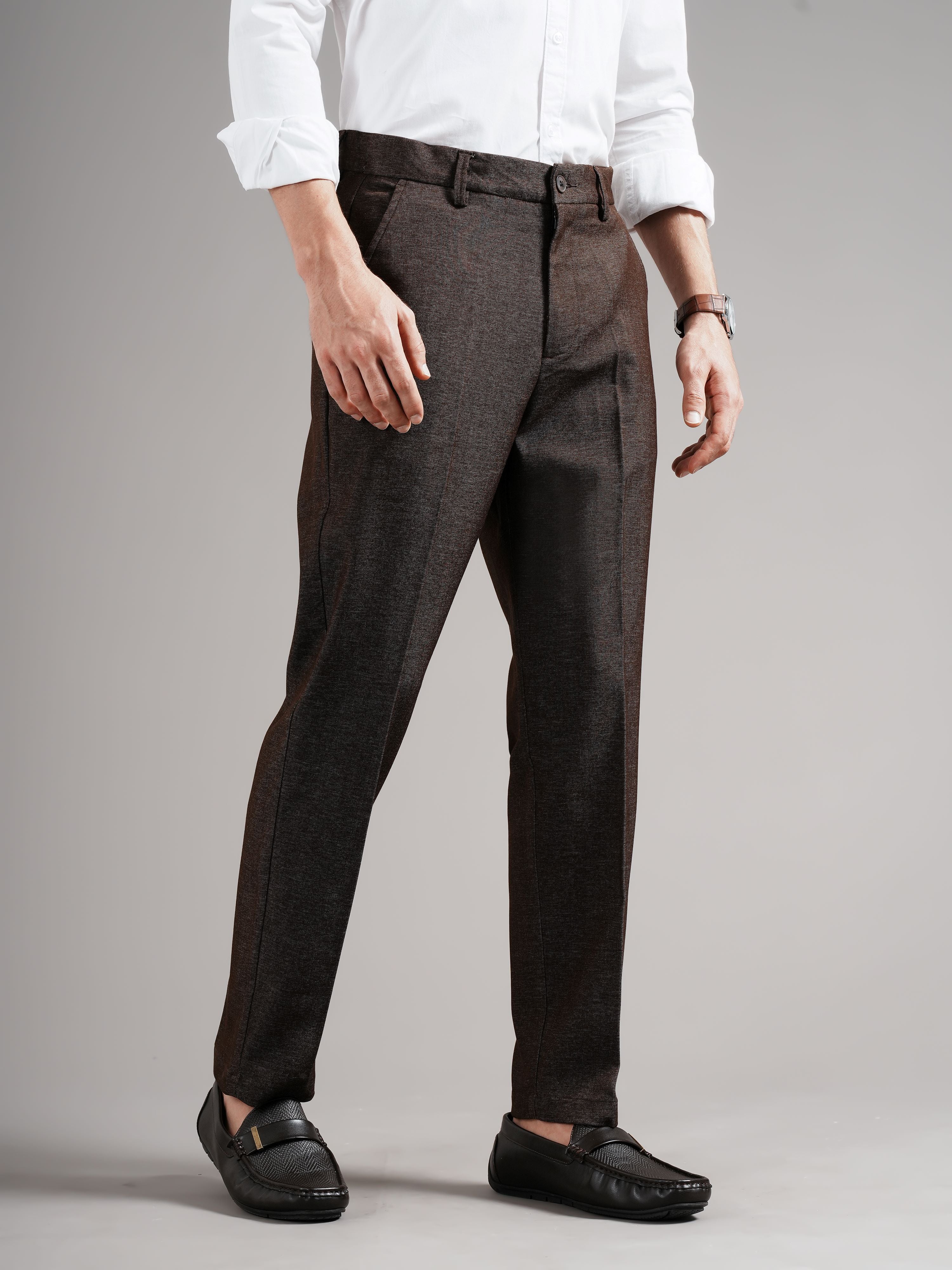 Men Tailored Straight Fit Low-Rise Trousers