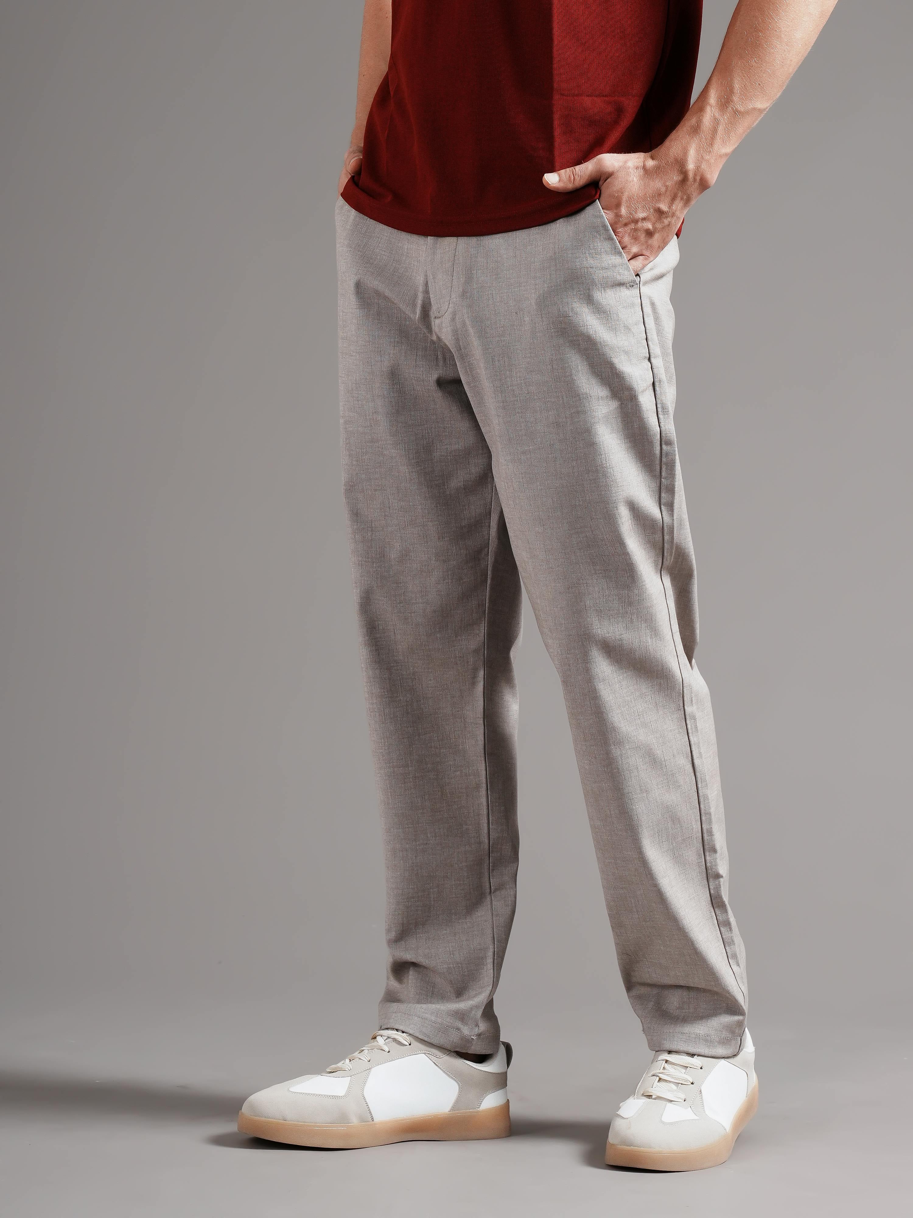 Men Tailored Straight Fit Low-Rise Trousers