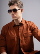 Men Smart Fit Solid Spread Collar Cotton Casual Shirt
