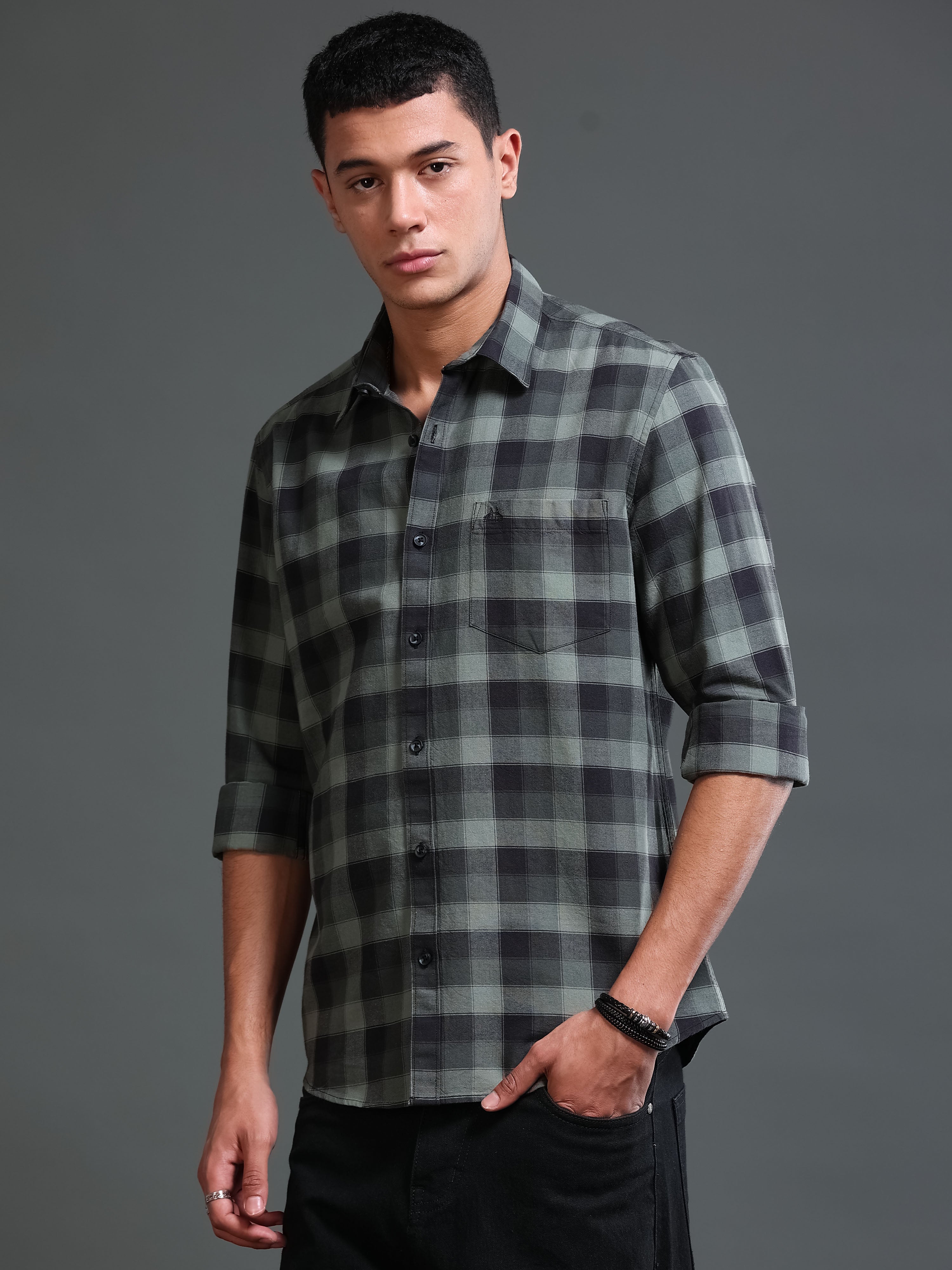 Men's Premium Oxford Checks Green Shirt