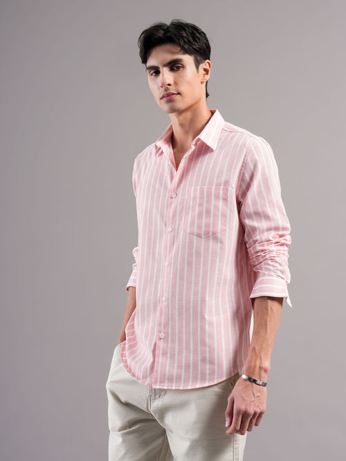Men Smart Slim Fit Striped Casual Shirt