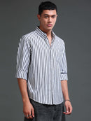 Men Stripes  Black Shirts