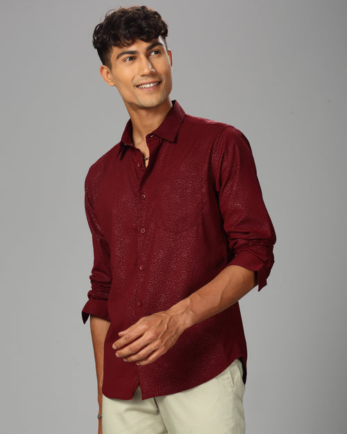 Men Classic Slim Fit Ethnic Motifs Printed Satin Casual Shirt
