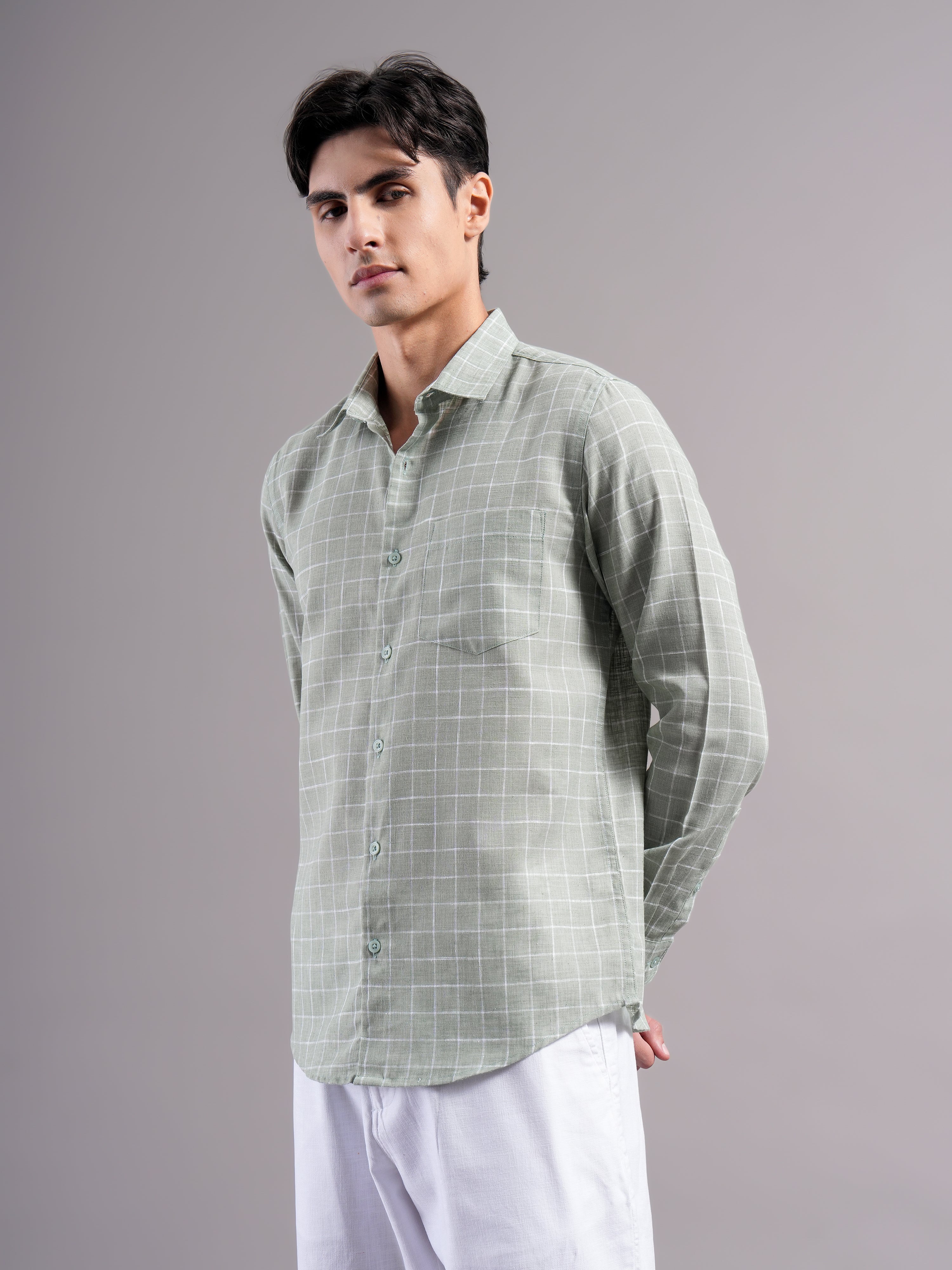 Men Smart Slim Fit Windowpane Checks Checked Casual Shirt