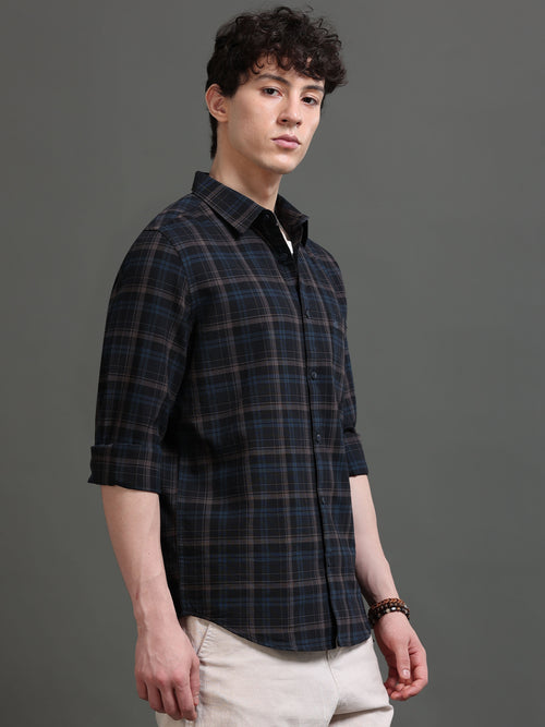 Men Smart Slim Fit Tartan Checks Checked Casual Shirt