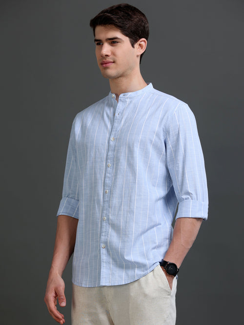 Men's Slim Fit Stripes Cotton Shirt