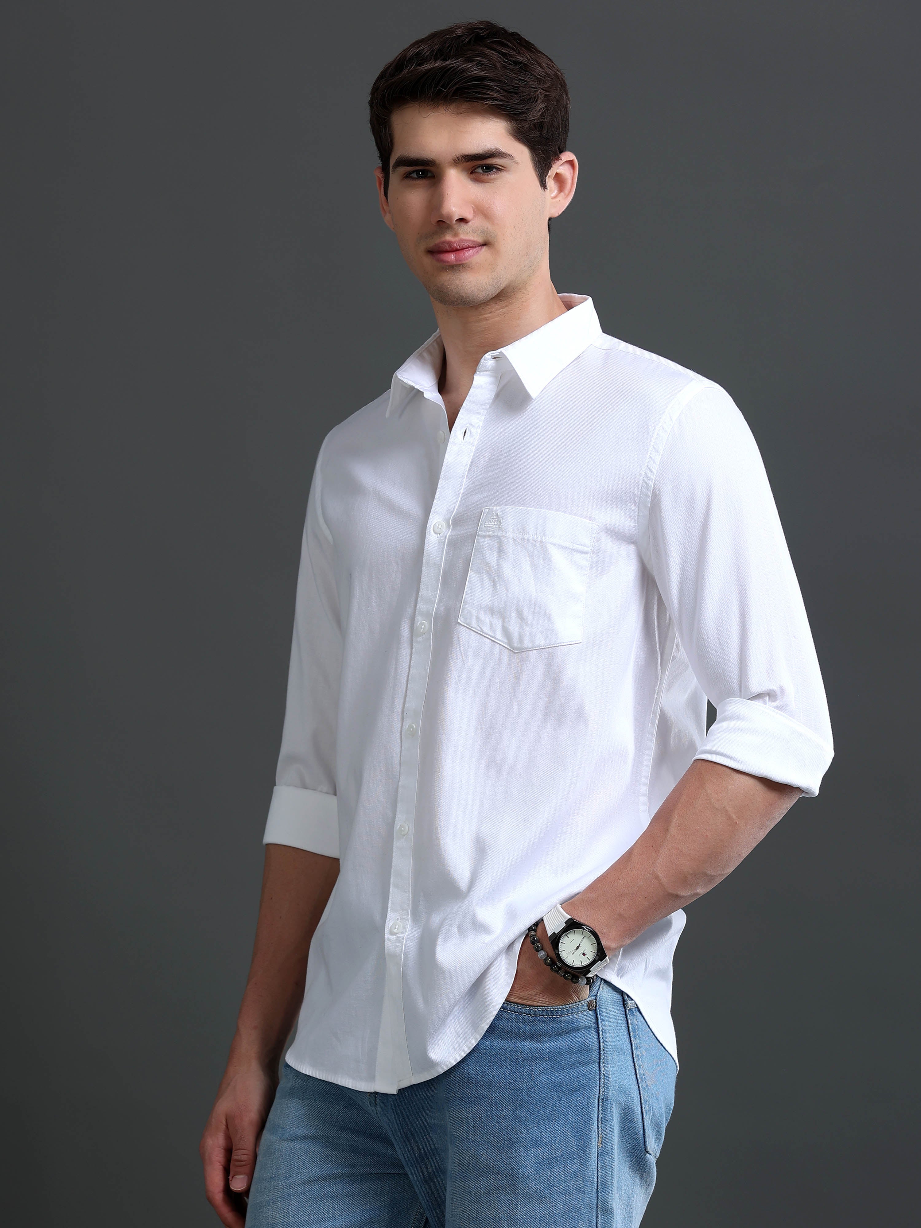Men's Bird Eye Slim Fit  Dobby Shirt