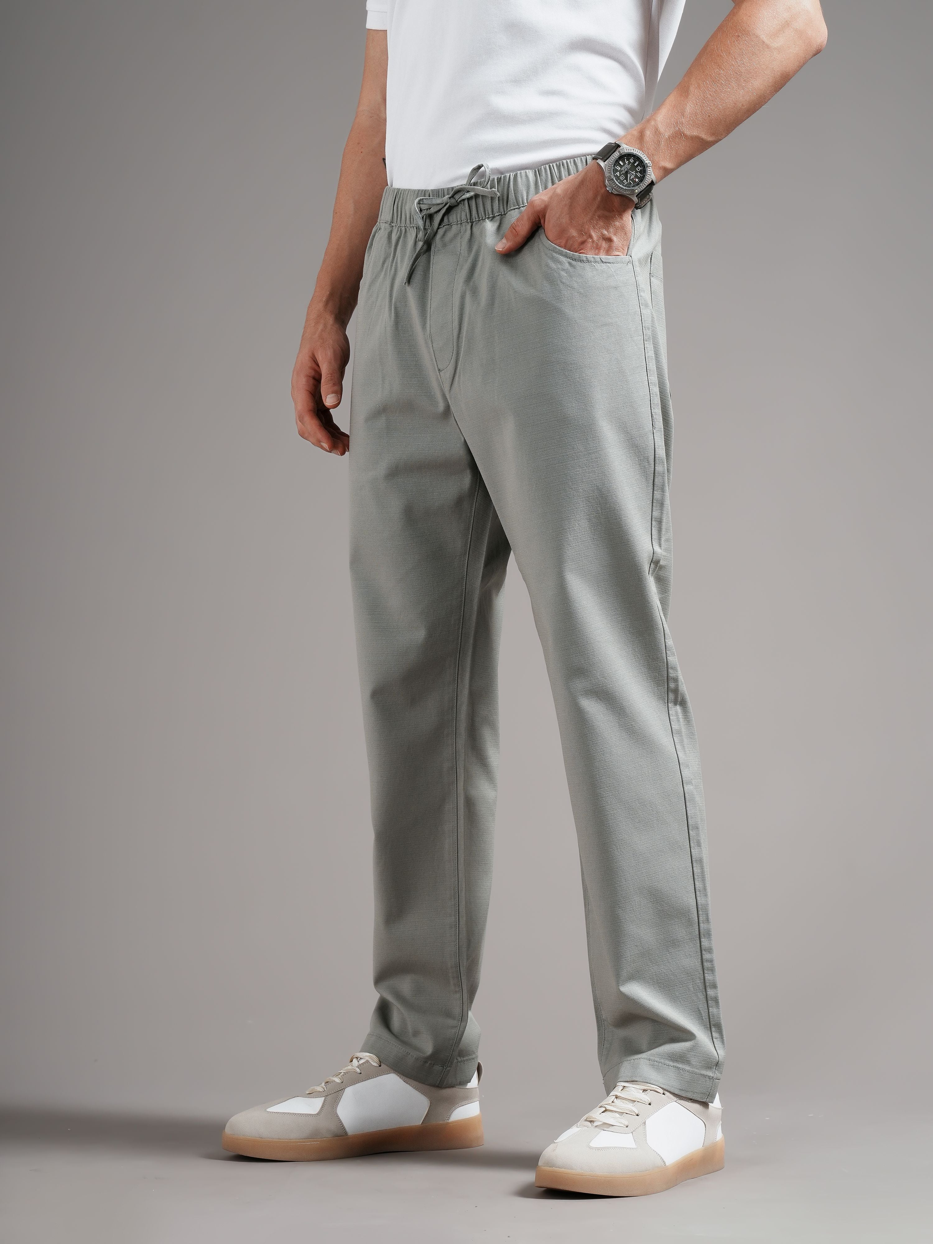 Men Tailored Low-Rise Trousers