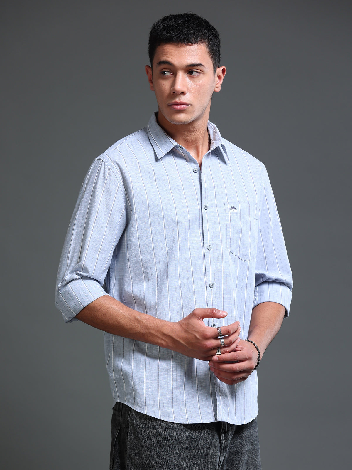 Men's Oxford Stripes Blue Shirt