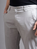 Men Solid Comfort Slim Fit Low-rise Cotton Chinos Trousers
