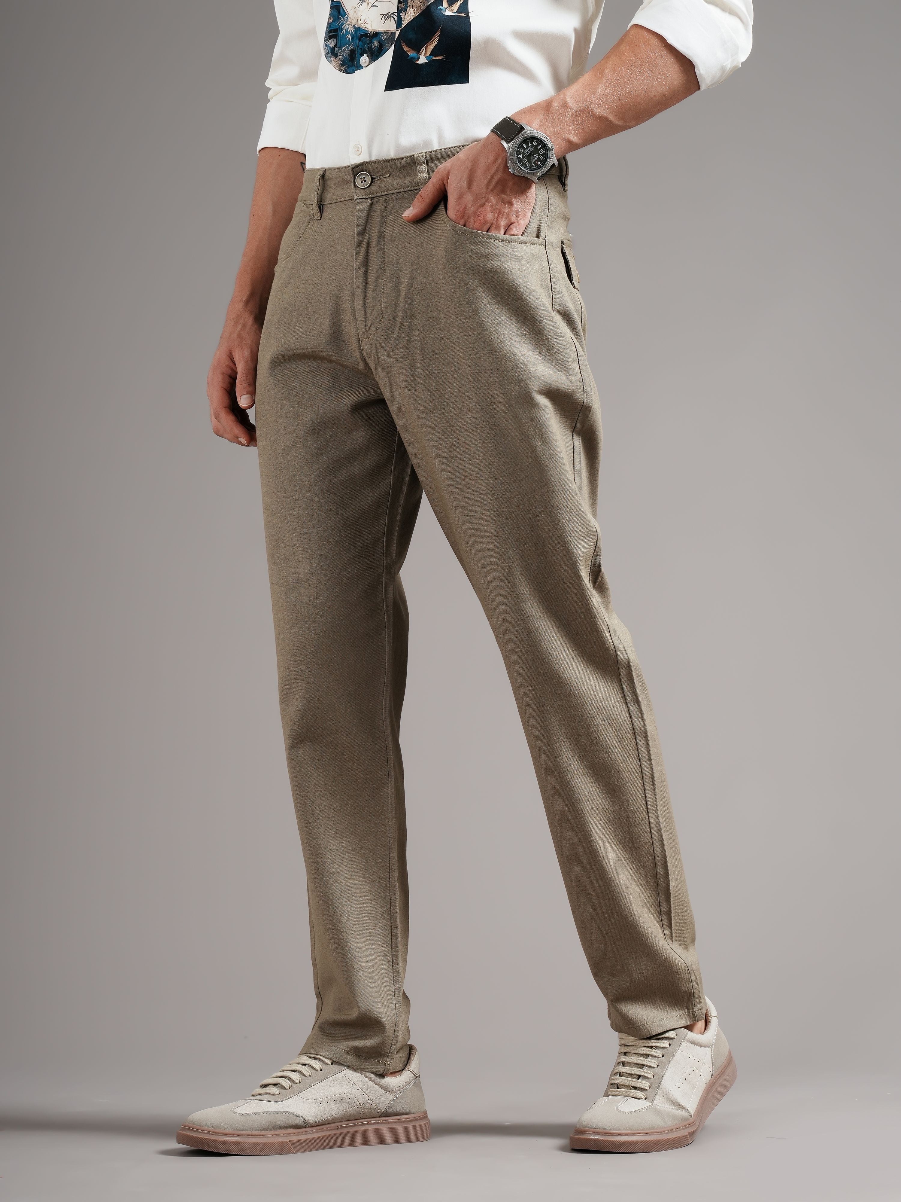 Men Tailored Low-Rise Trousers