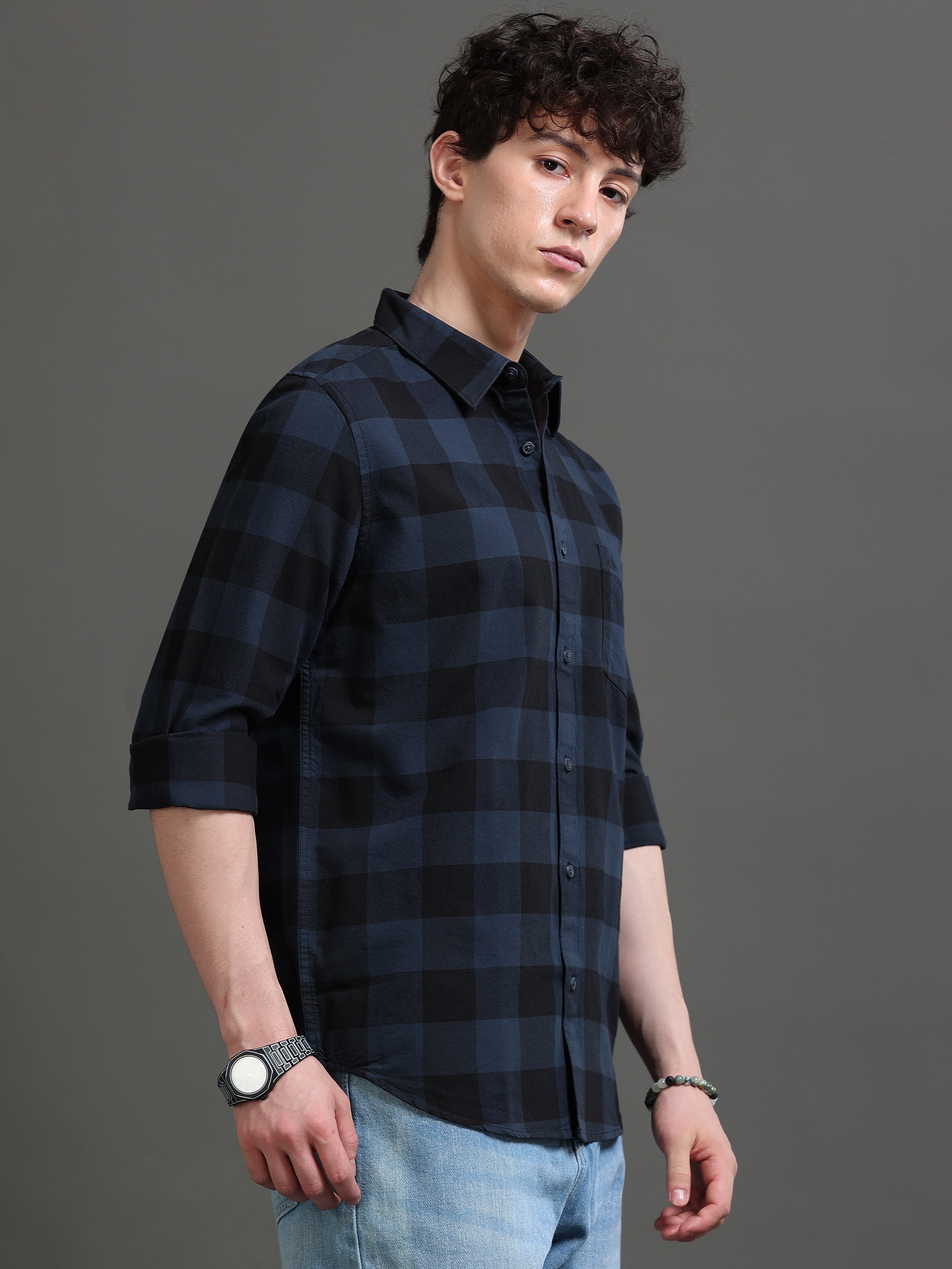 Men Smart Slim Fit Buffalo Checks Checked Casual Shirt
