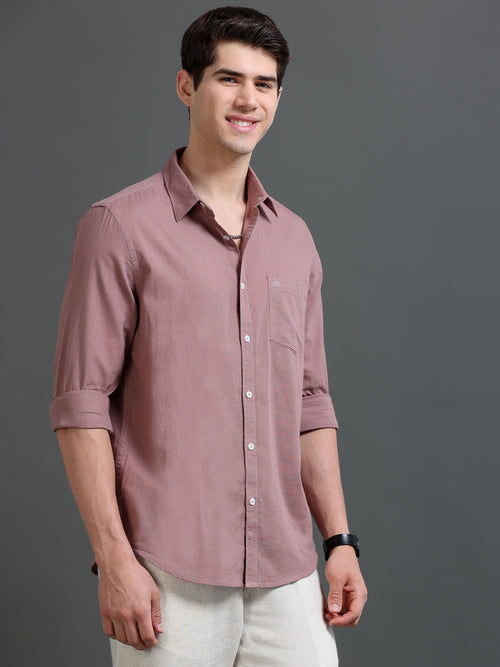 Men's Slub Slim Fit Solid Shirt
