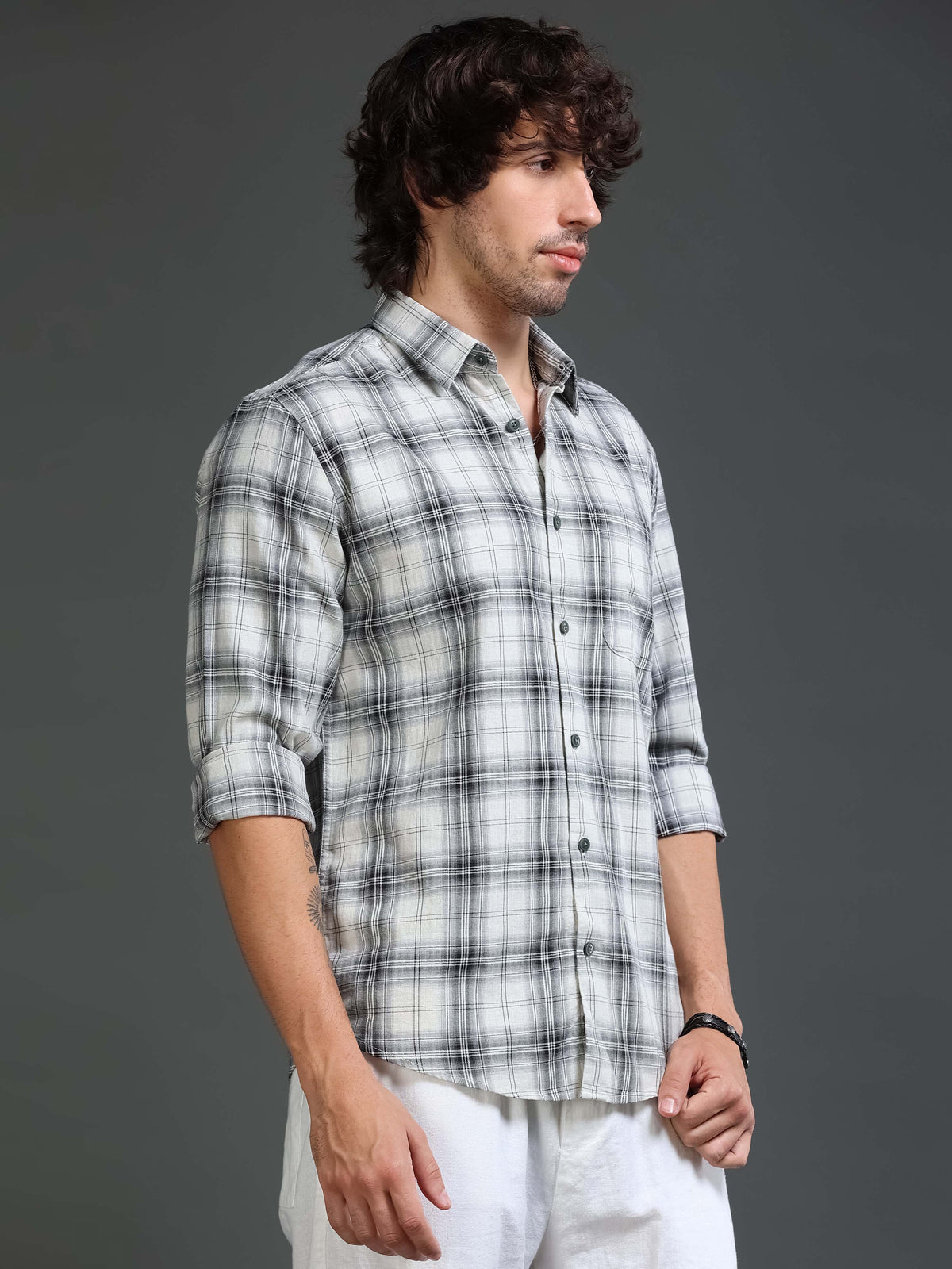 Men's Mellange Twill Checks Shirt