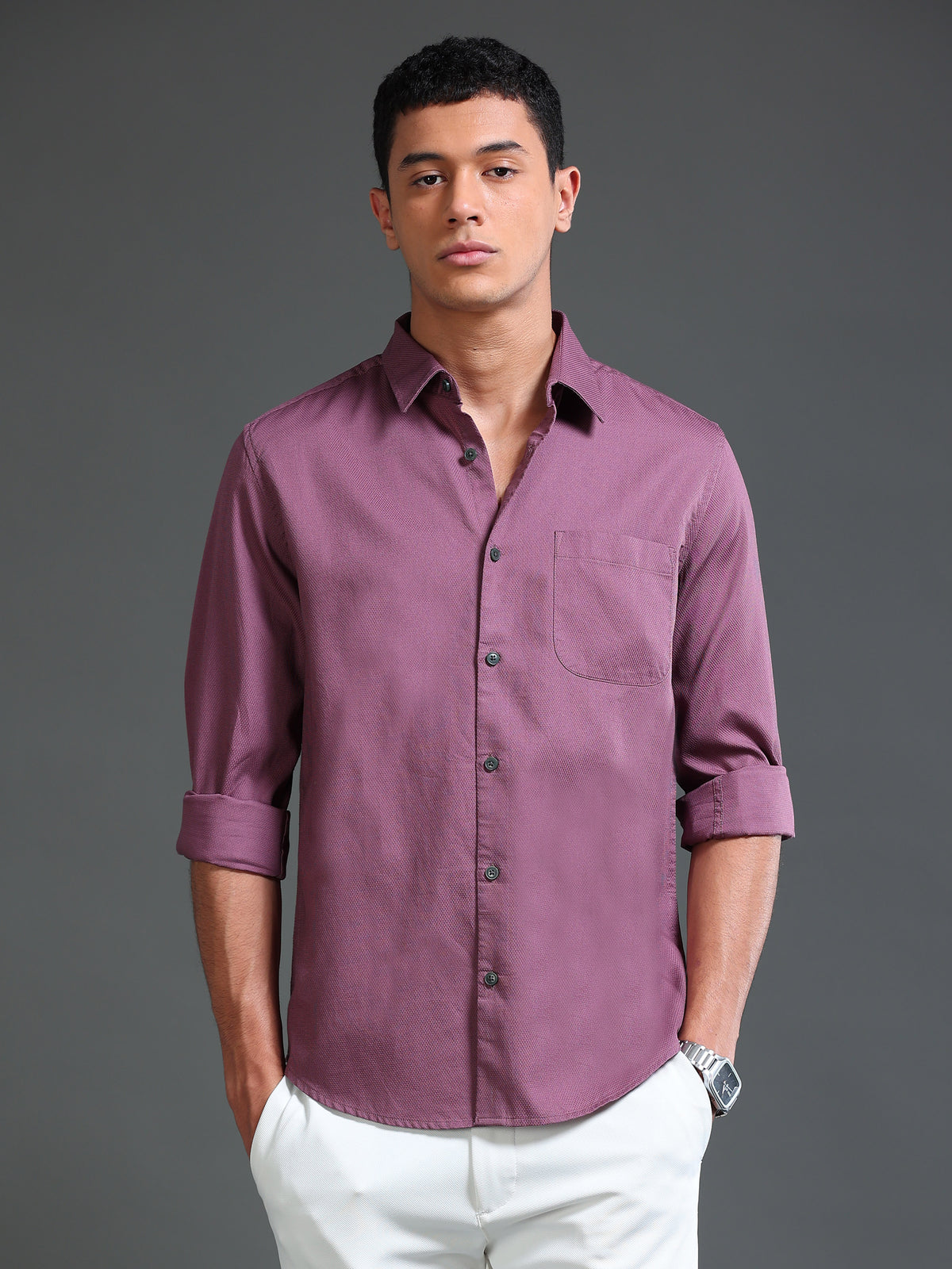 Men Dobby Solid Shirts
