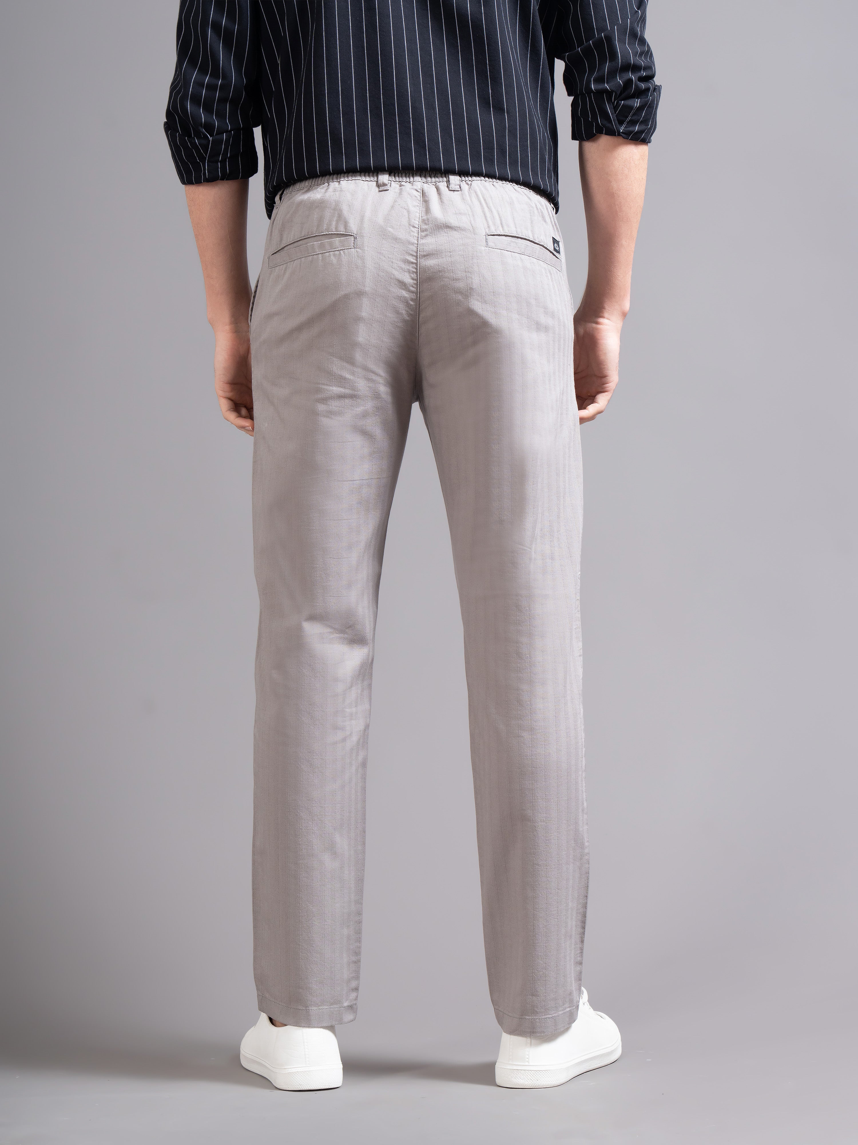 Men Ankle Fit Smart Slim Fit Low-Rise Regular Trousers