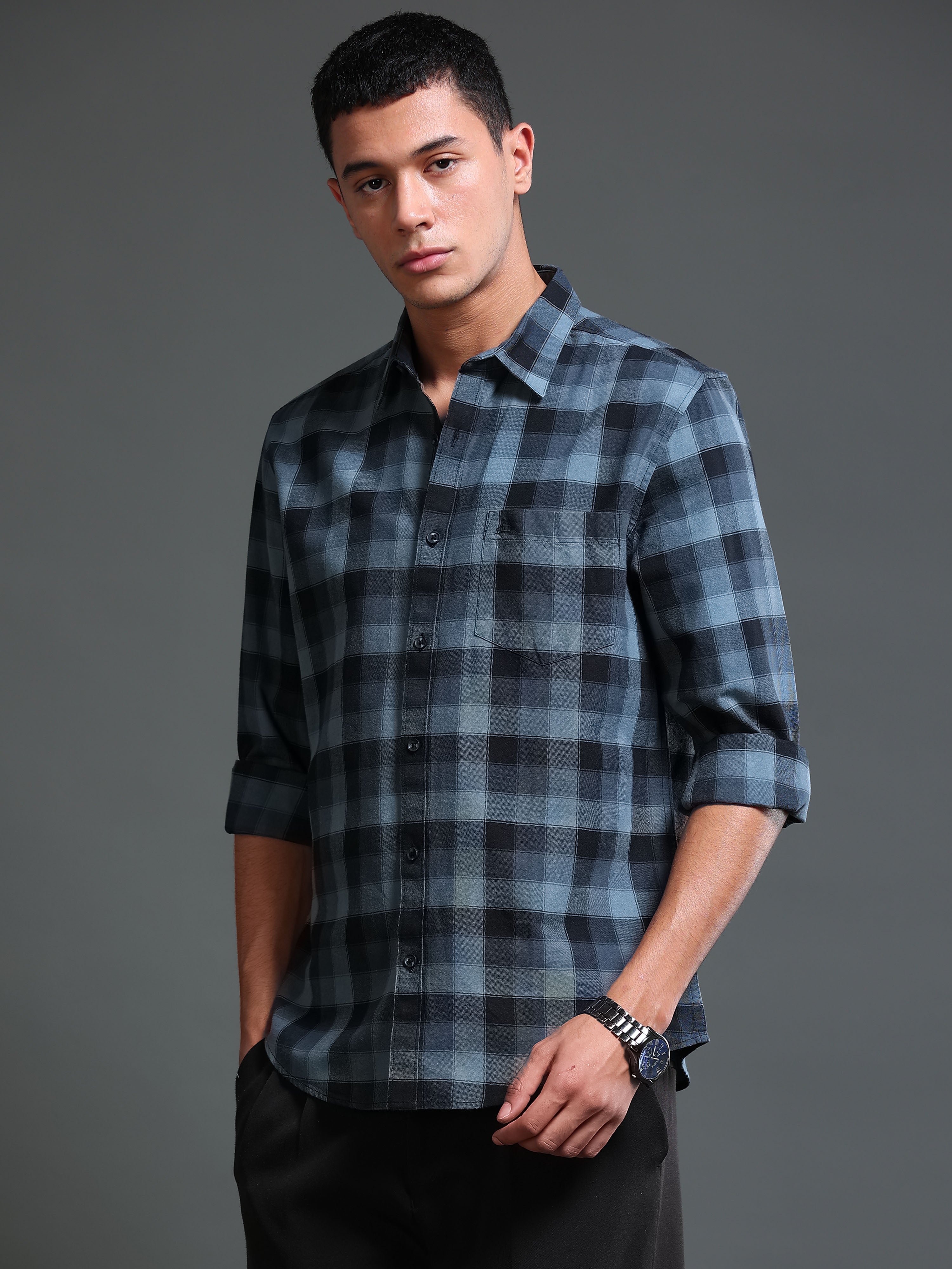 Men's Premium Oxford Blue Checks Shirt