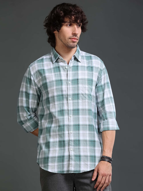 Men's Mellange Twill Checks Shirt