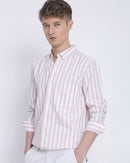 Men Smart Fit Vertical Striped Button-Down Collar Cotton Casual Shirt