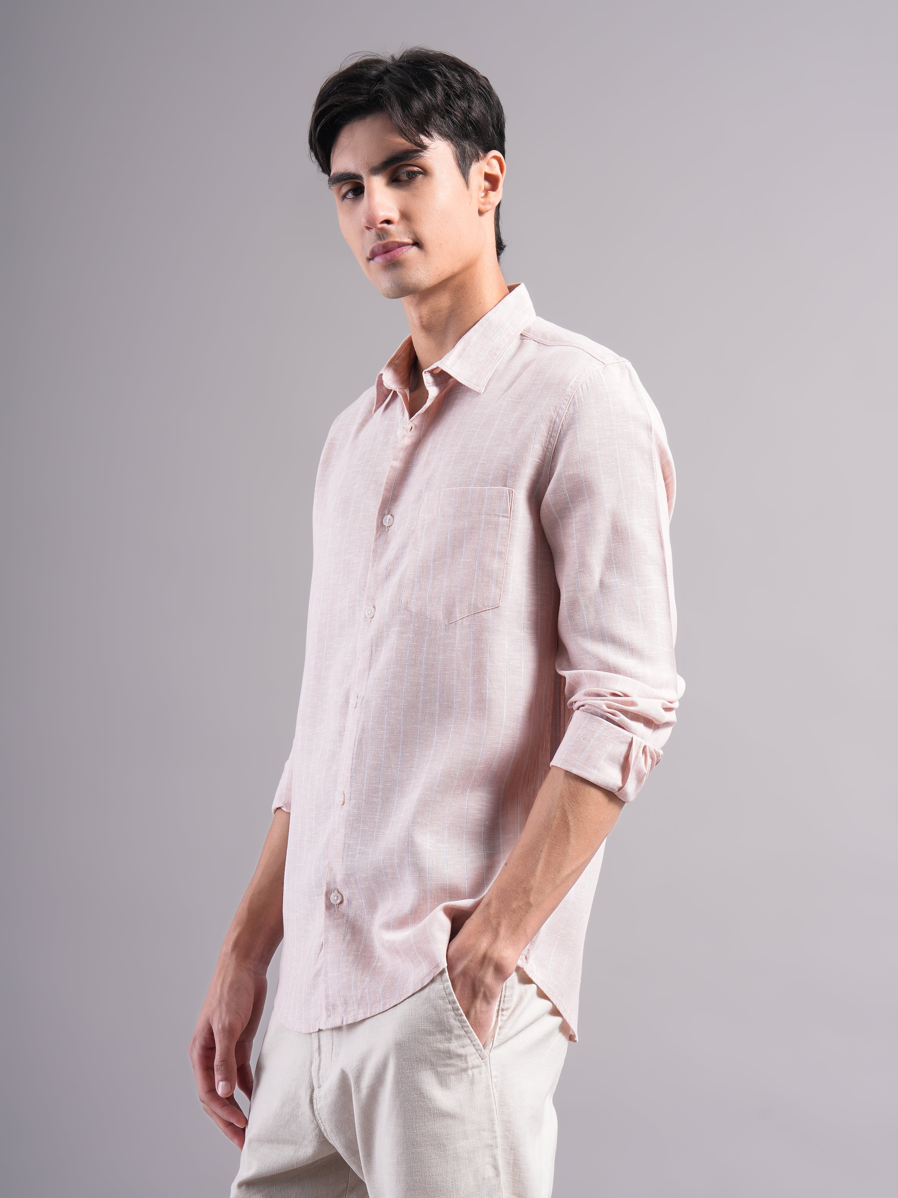 Men Smart Slim Fit Striped Casual Shirt