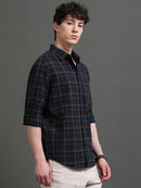 Men Smart Slim Fit Tartan Checks Checked Casual Shirt
