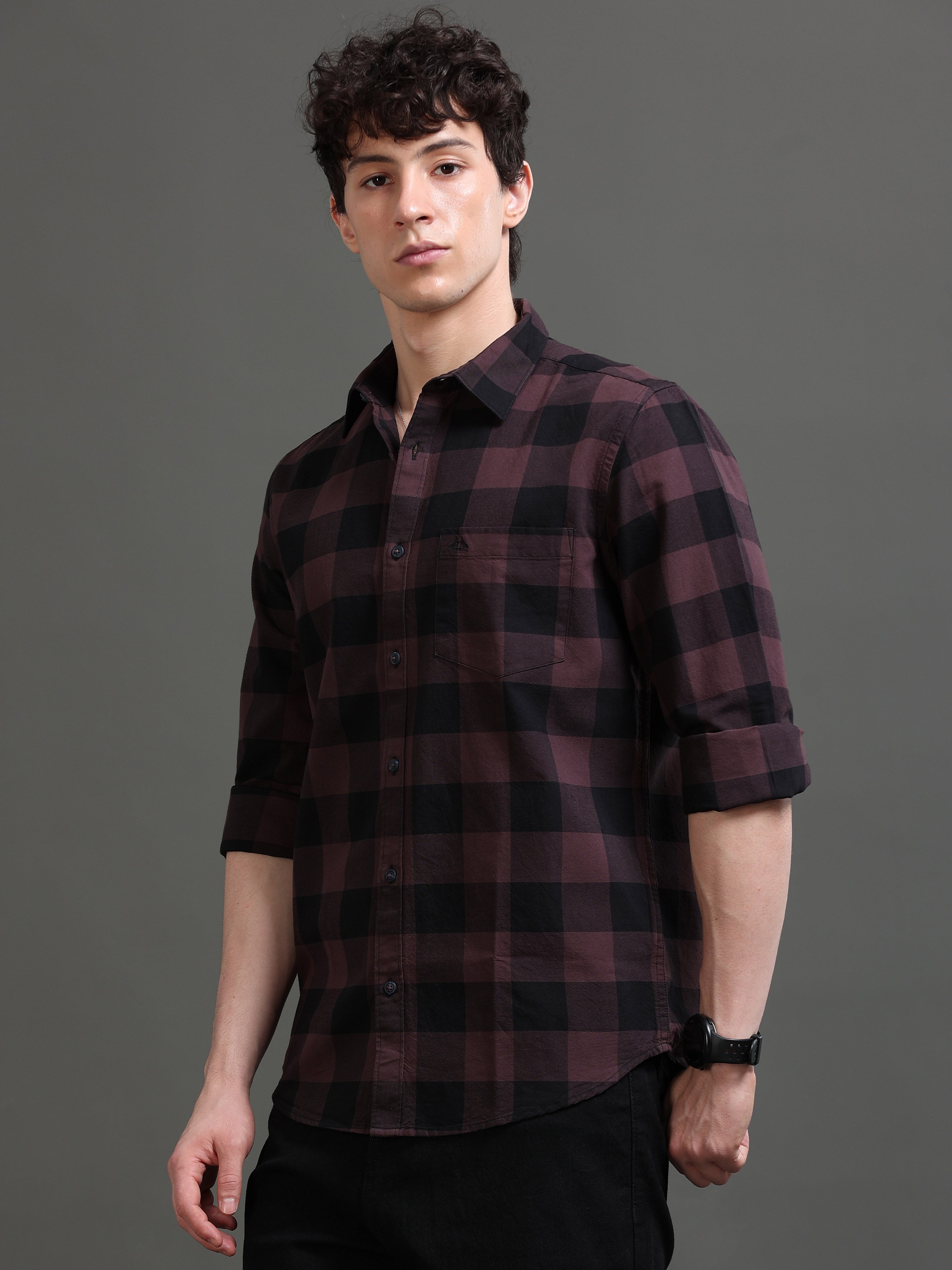 Men Smart Slim Fit Buffalo Checks Checked Casual Shirt
