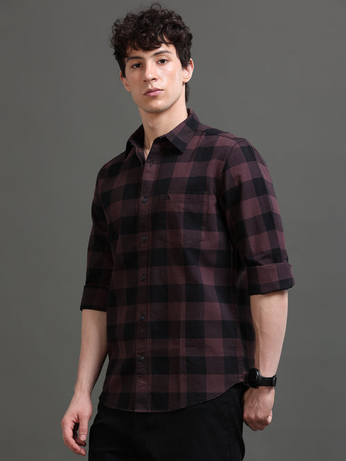 Men Smart Slim Fit Buffalo Checks Checked Casual Shirt
