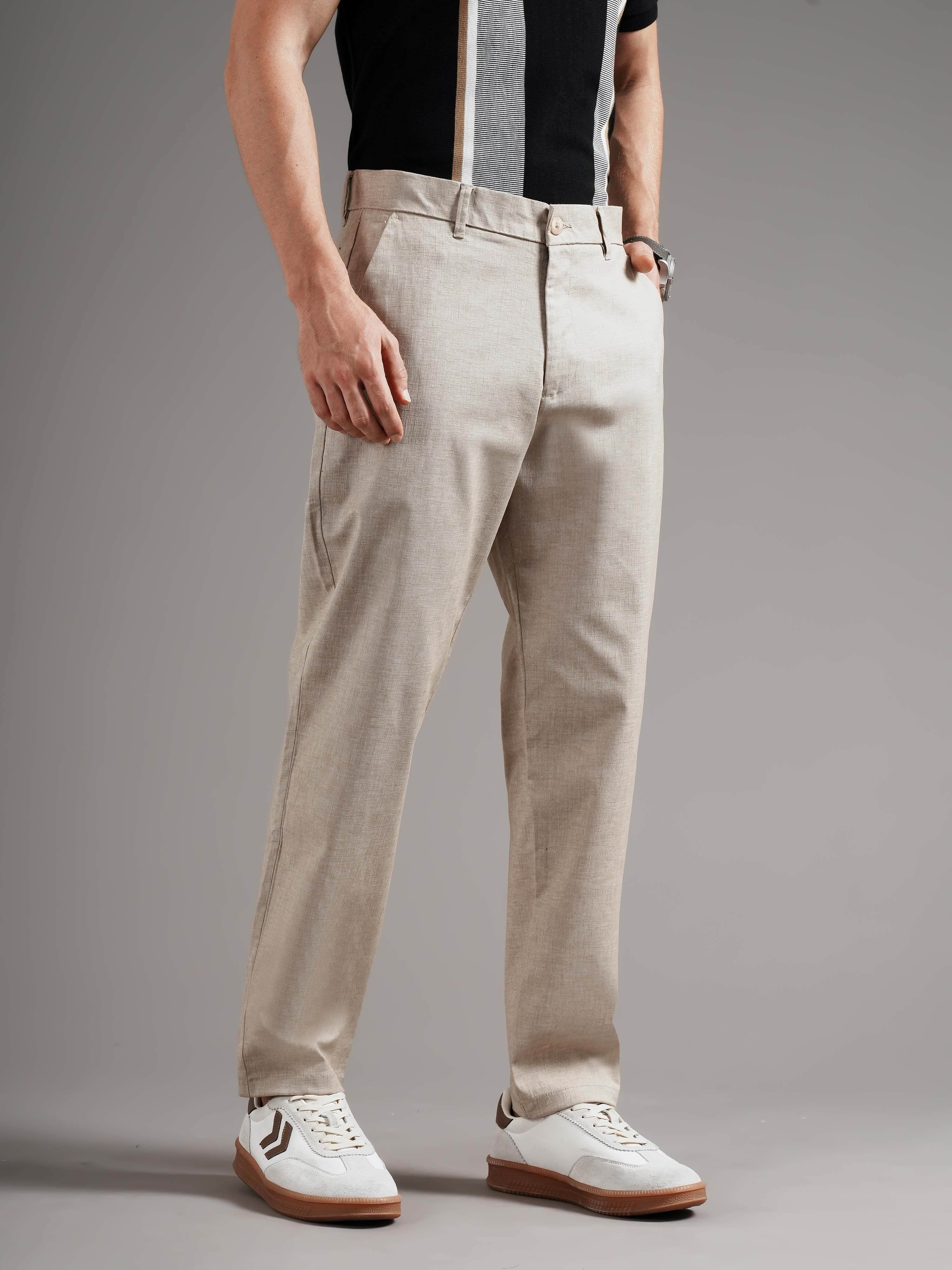 Men Tailored Straight Fit Low-Rise Trousers