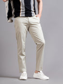 Men Smart Stripped Ankel Fit Low-Rise Chinos Trousers