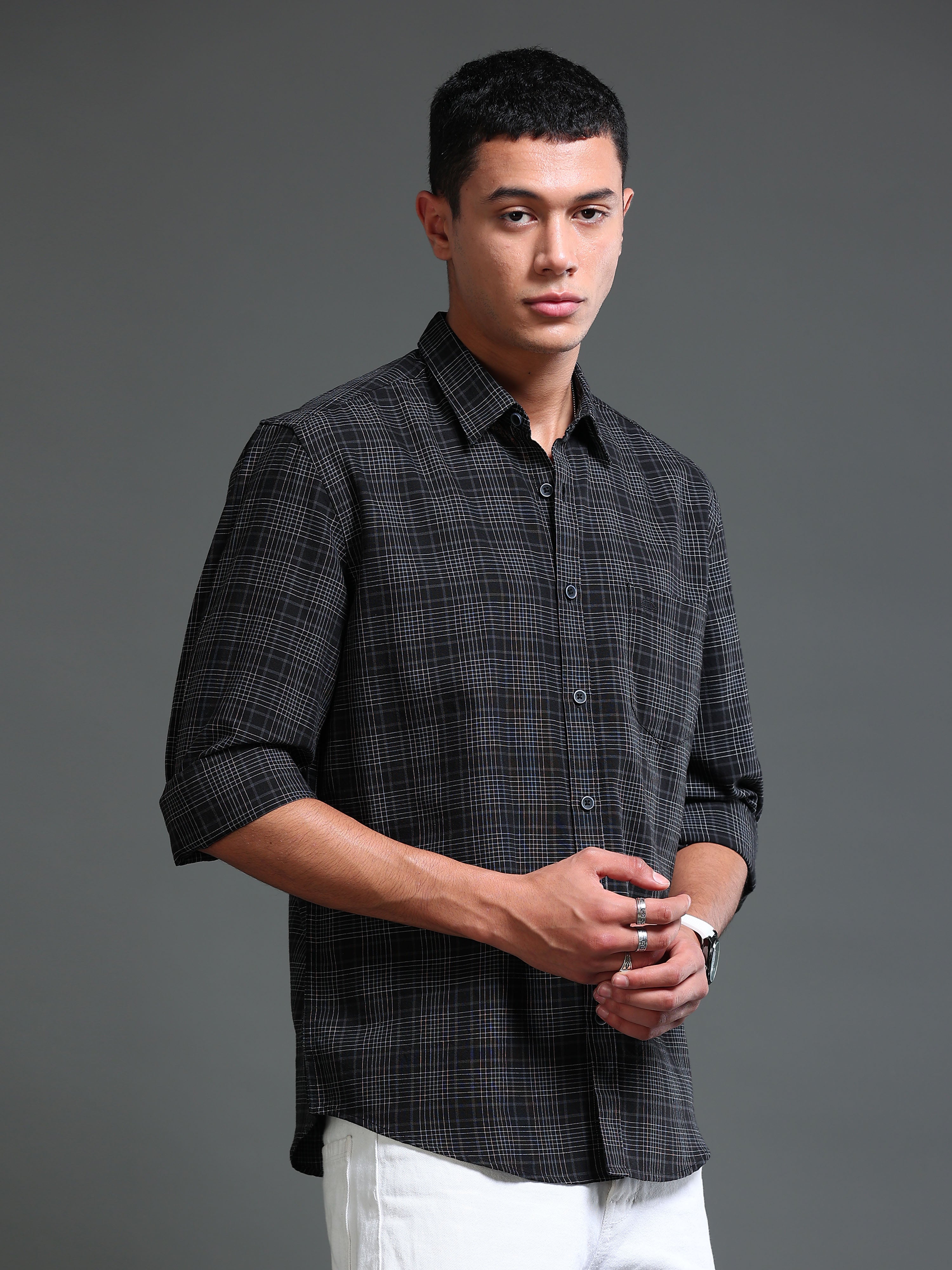 Men's Premium Oxford Black Checks Shirt