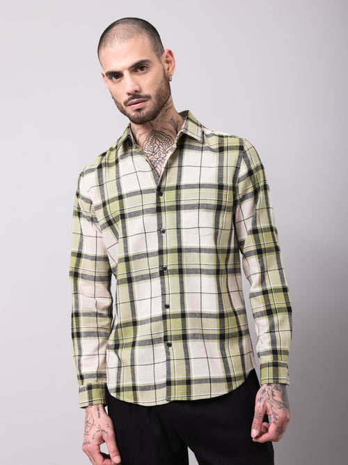 Cotton Linen Checks Casual Shirt