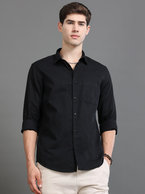 Men Smart Cotton Linen Slim Fit Shirt