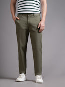 Men Smart Slim Fit Mid-Rise Chinos Trousers