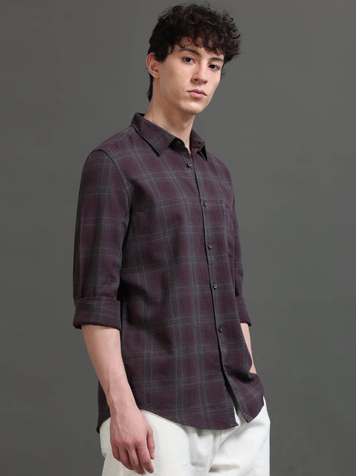 Men Smart Slim Fit Checked Casual Shirt