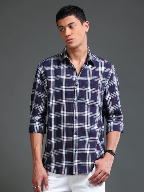 Men Herringbone Checks Shirts