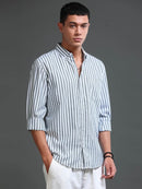 Men Stripes Green Shirts