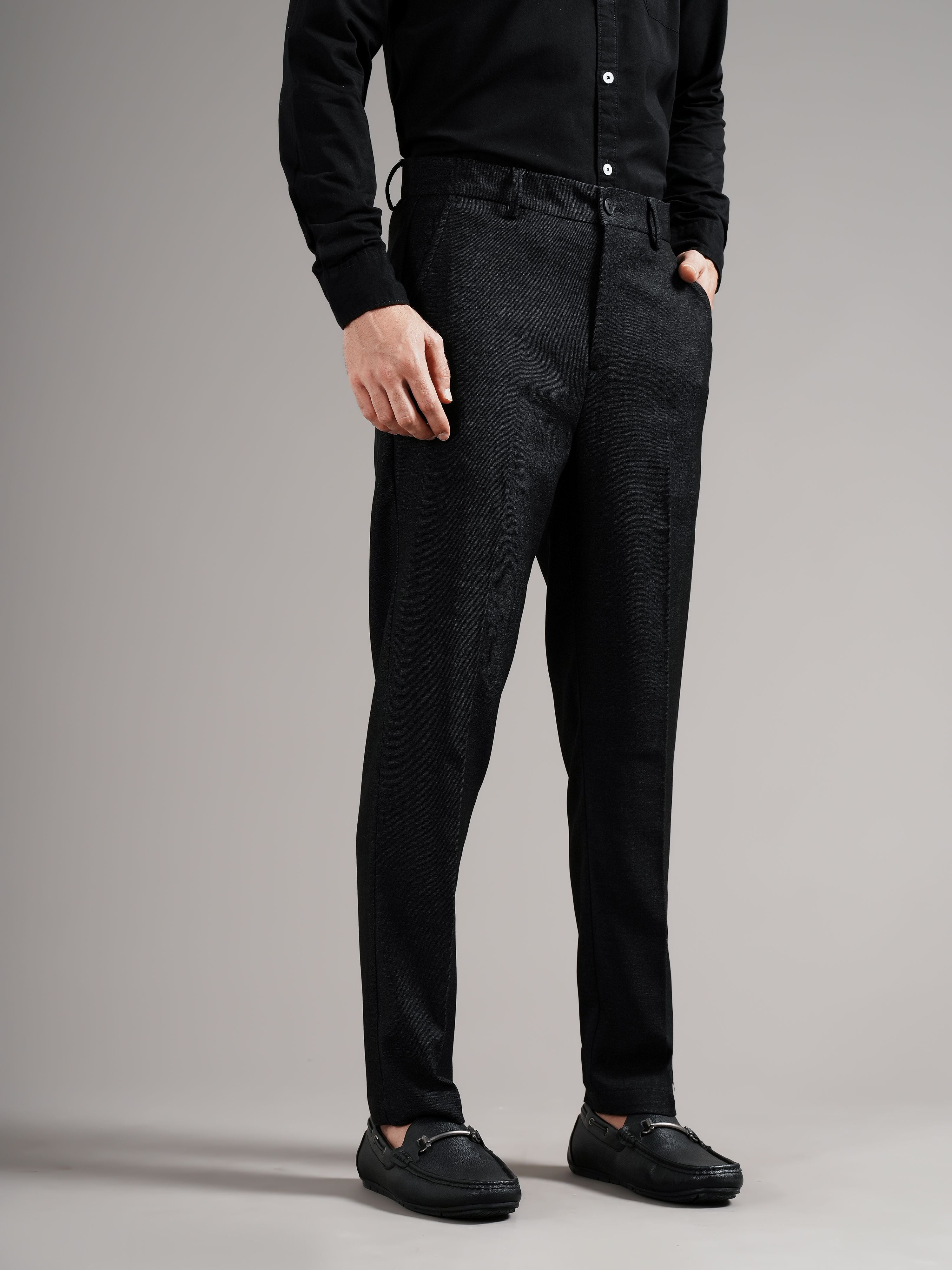 Men Tailored Straight Fit Low-Rise Trousers