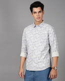 Men Floral Print Slim Fit Shirt with Patch Pocket