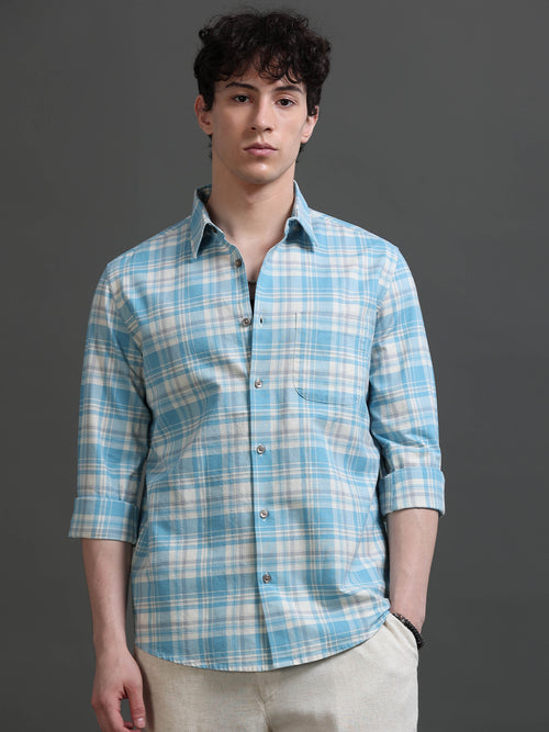 Men Smart Slim Fit Checked Casual Shirt