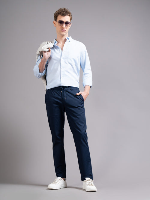 Men Ankle  Fit Smart Slim Fit Low-Rise Regular Trousers