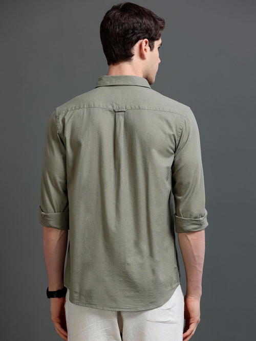 Men's Slub Slim Fit Solid Shirt