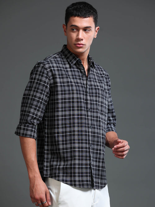 Men's Premium Oxford Checks Black Shirt