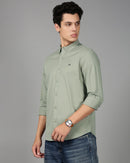 Men Smart Slim Fit Solid Button-Down Collar Cotton Casual Shirt